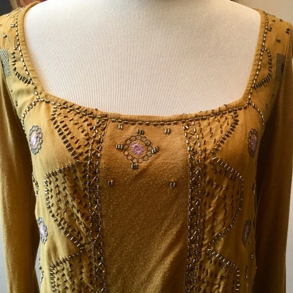 Free People beaded bell sleeve top - Picture 2 of 8